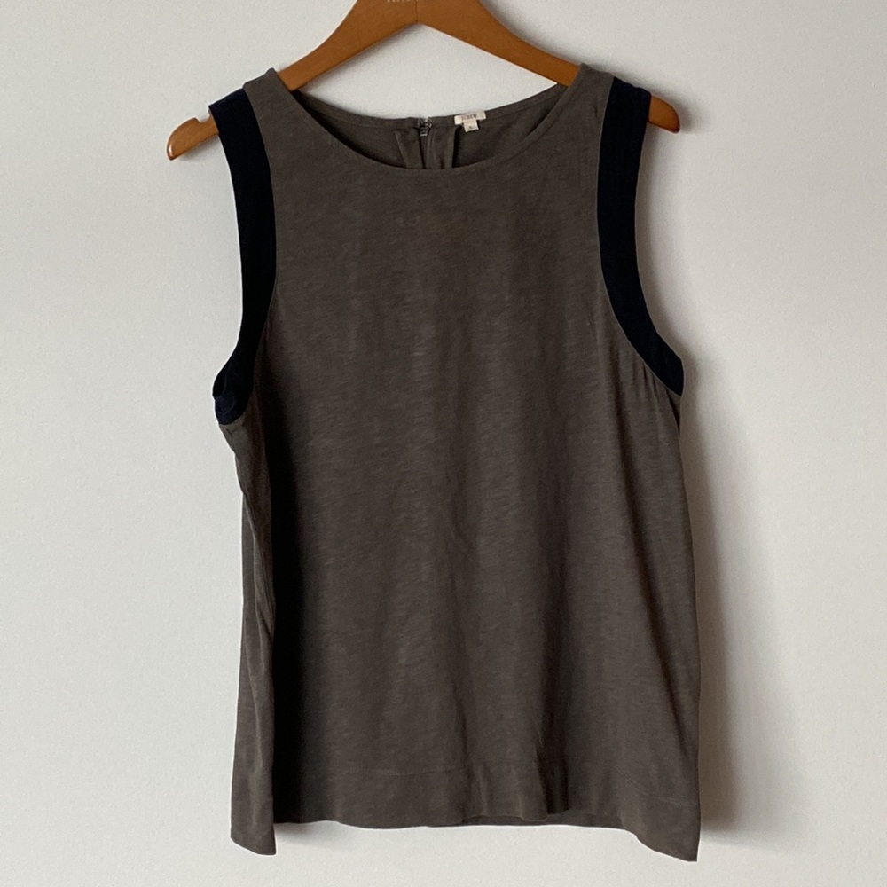 EUC J.Crew Cotton Tank With Silk Trim / Large